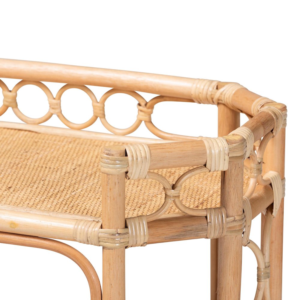 Rene Natural Rattan Kitchen Cart - 2-Tier Handwoven Wicker Storage Trolley with. Picture 5