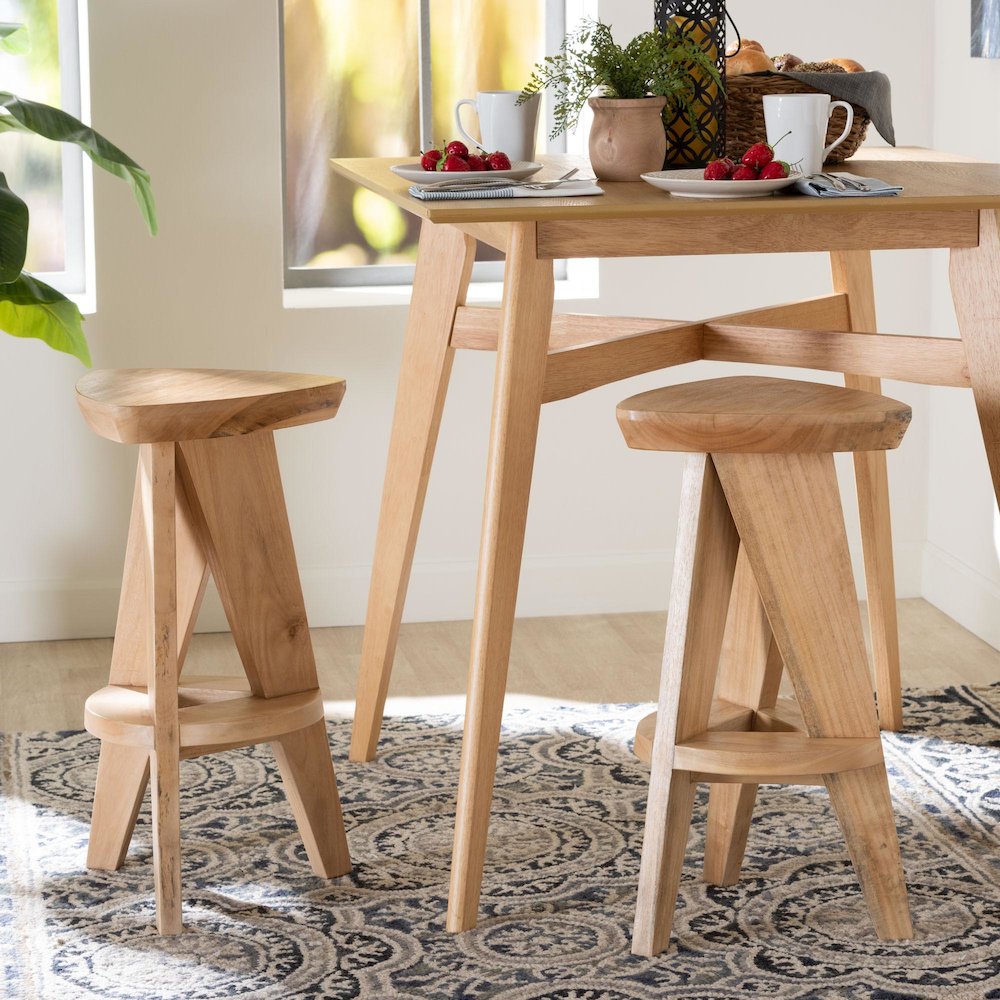 Roy Wood Counter Stool, Natural Brown. Picture 3
