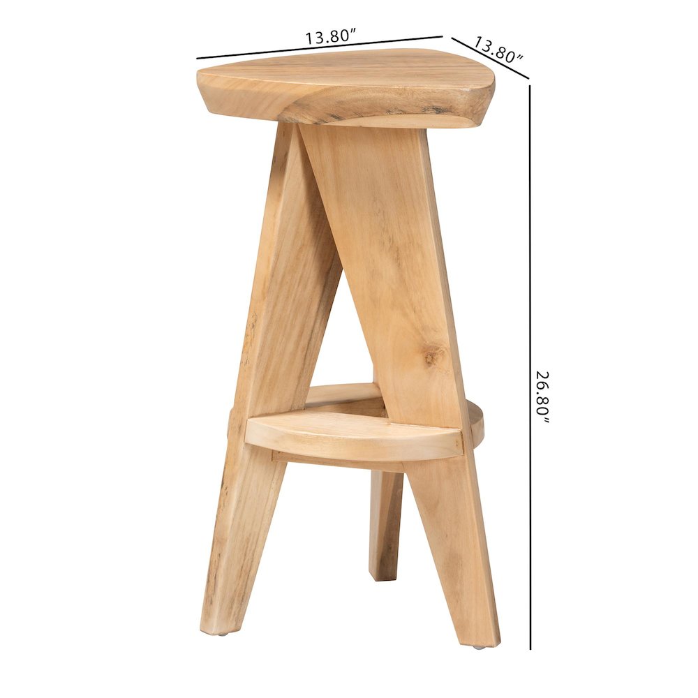 Roy Wood Counter Stool, Natural Brown. Picture 9