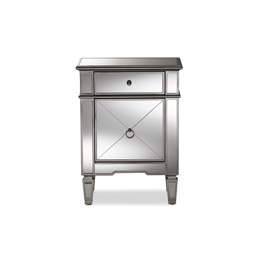 Baxton Studio Claudia Hollywood Regency Glamour Style Mirrored End Table. Picture 3