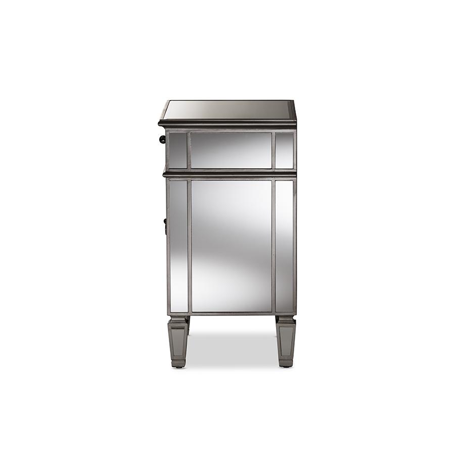 Baxton Studio Claudia Hollywood Regency Glamour Style Mirrored End Table. Picture 4