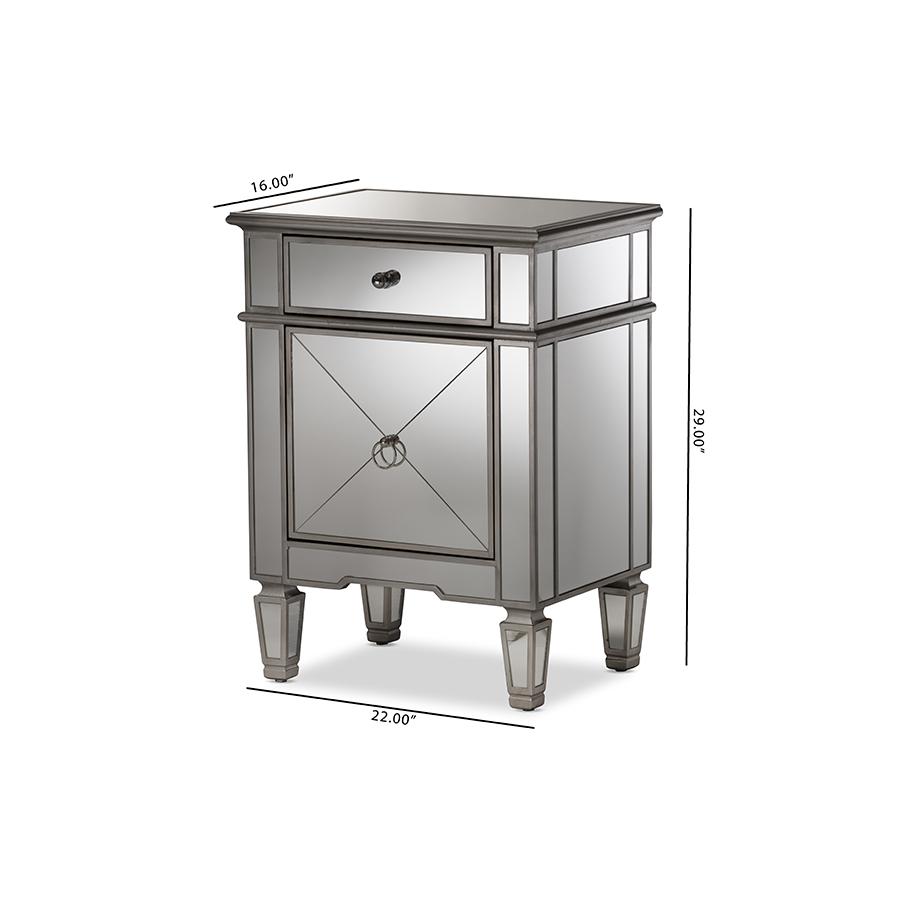 Baxton Studio Claudia Hollywood Regency Glamour Style Mirrored End Table. Picture 8
