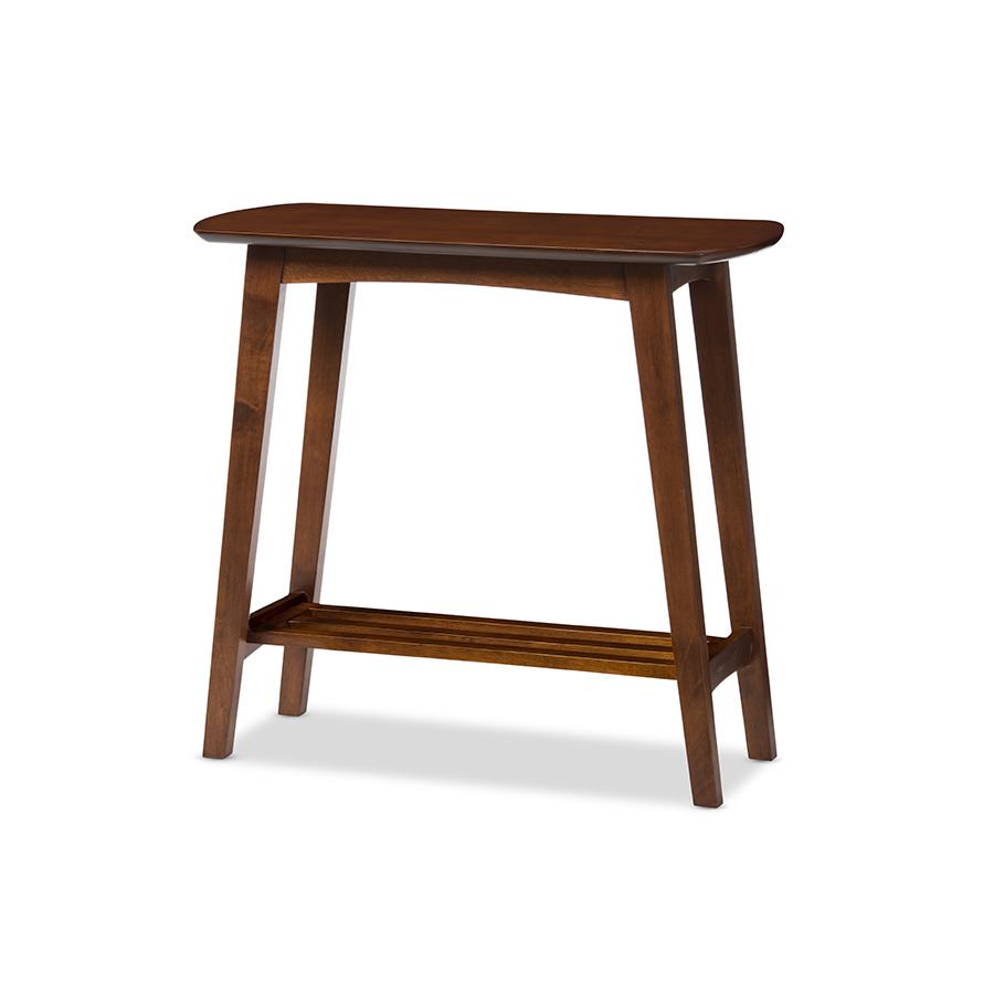 Sacramento Mid-century Modern Scandinavian Style Dark Walnut Console Table. Picture 1