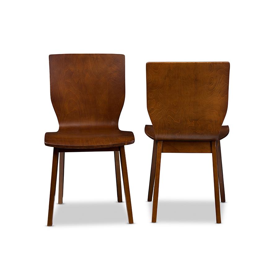 Elsa Mid-century Modern Scandinavian Style Dark Walnut Bent Wood Dining Chair "Walnut" Dark Brown. Picture 2