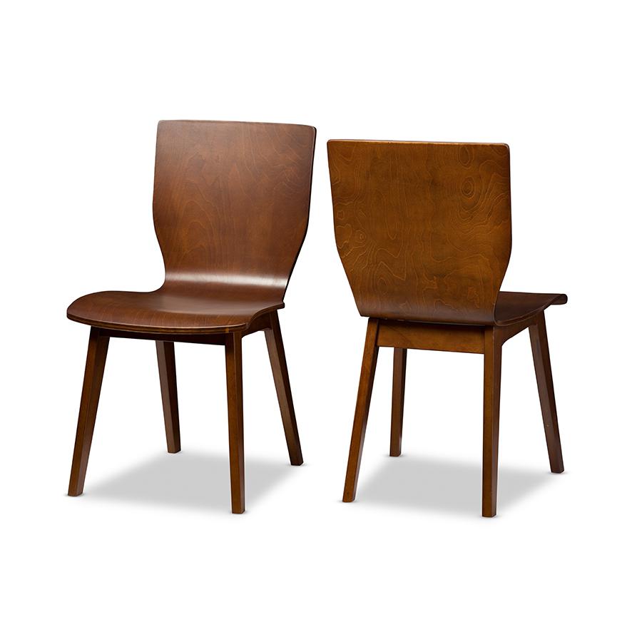 Elsa Mid-century Modern Scandinavian Style Dark Walnut Bent Wood Dining Chair "Walnut" Dark Brown. Picture 3