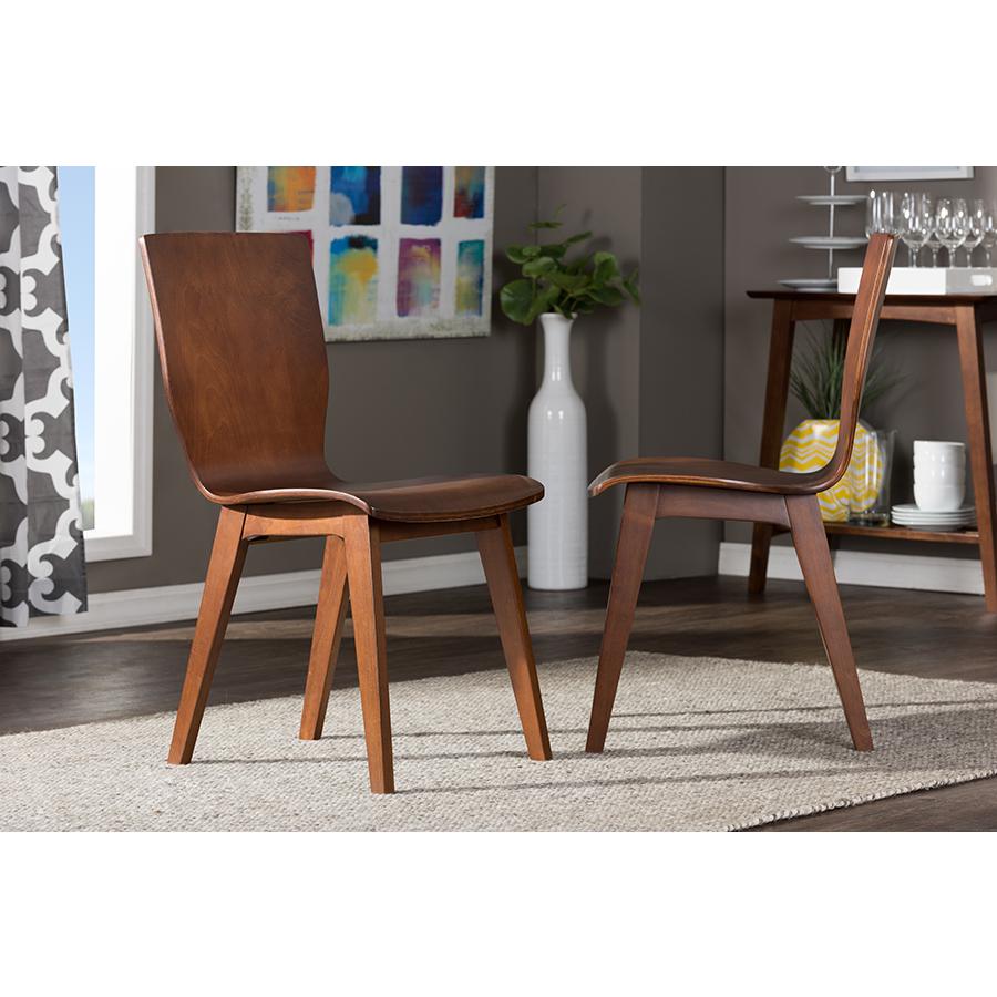 Elsa Mid-century Modern Scandinavian Style Dark Walnut Bent Wood Dining Chair "Walnut" Dark Brown. Picture 4