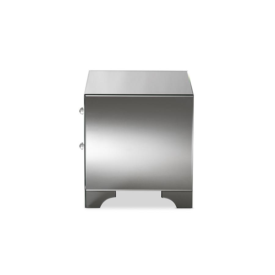 Baxton Studio Farrah Hollywood Regency Glamour Style Mirrored 2-Drawer End Table. Picture 4