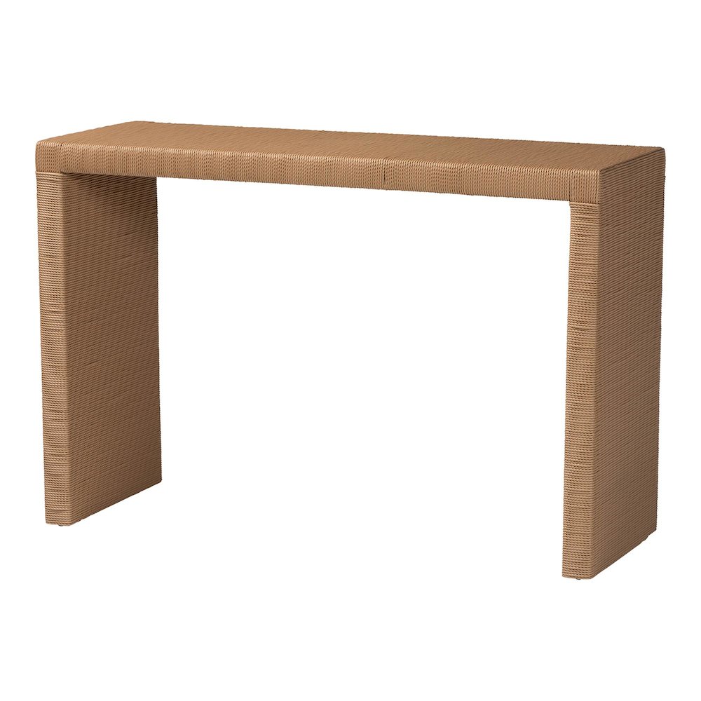Salve Woven Seagrass Console Table - Handwoven Wicker Waterfall Accent Table. Picture 1