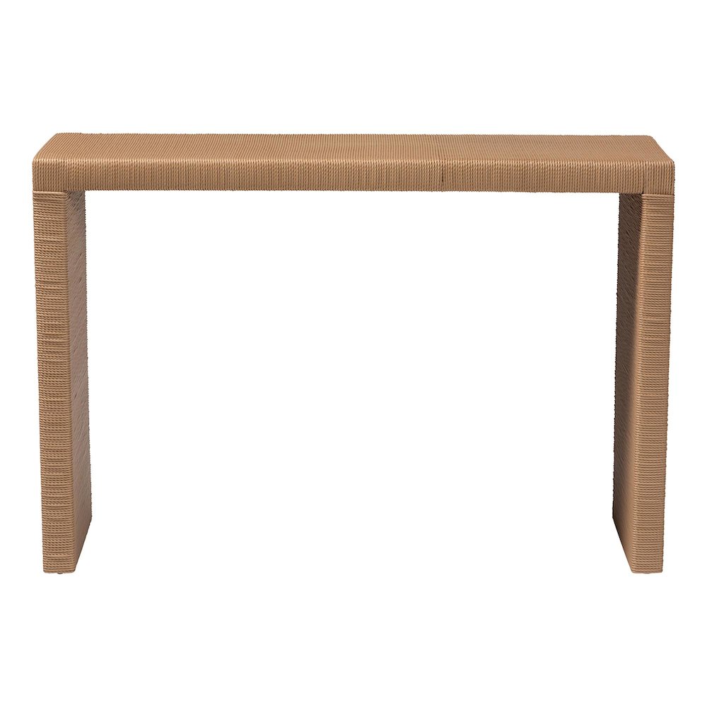 Salve Woven Seagrass Console Table - Handwoven Wicker Waterfall Accent Table. Picture 2