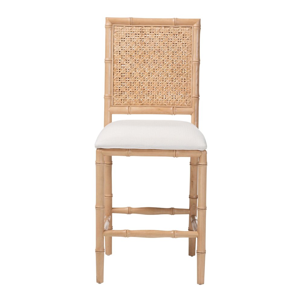 Sandy Wood & Rattan Counter Stool. Picture 2