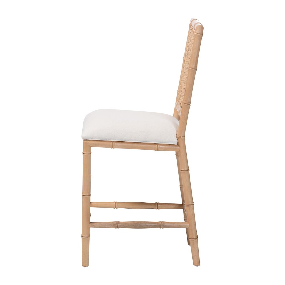 Sandy Wood & Rattan Counter Stool. Picture 4