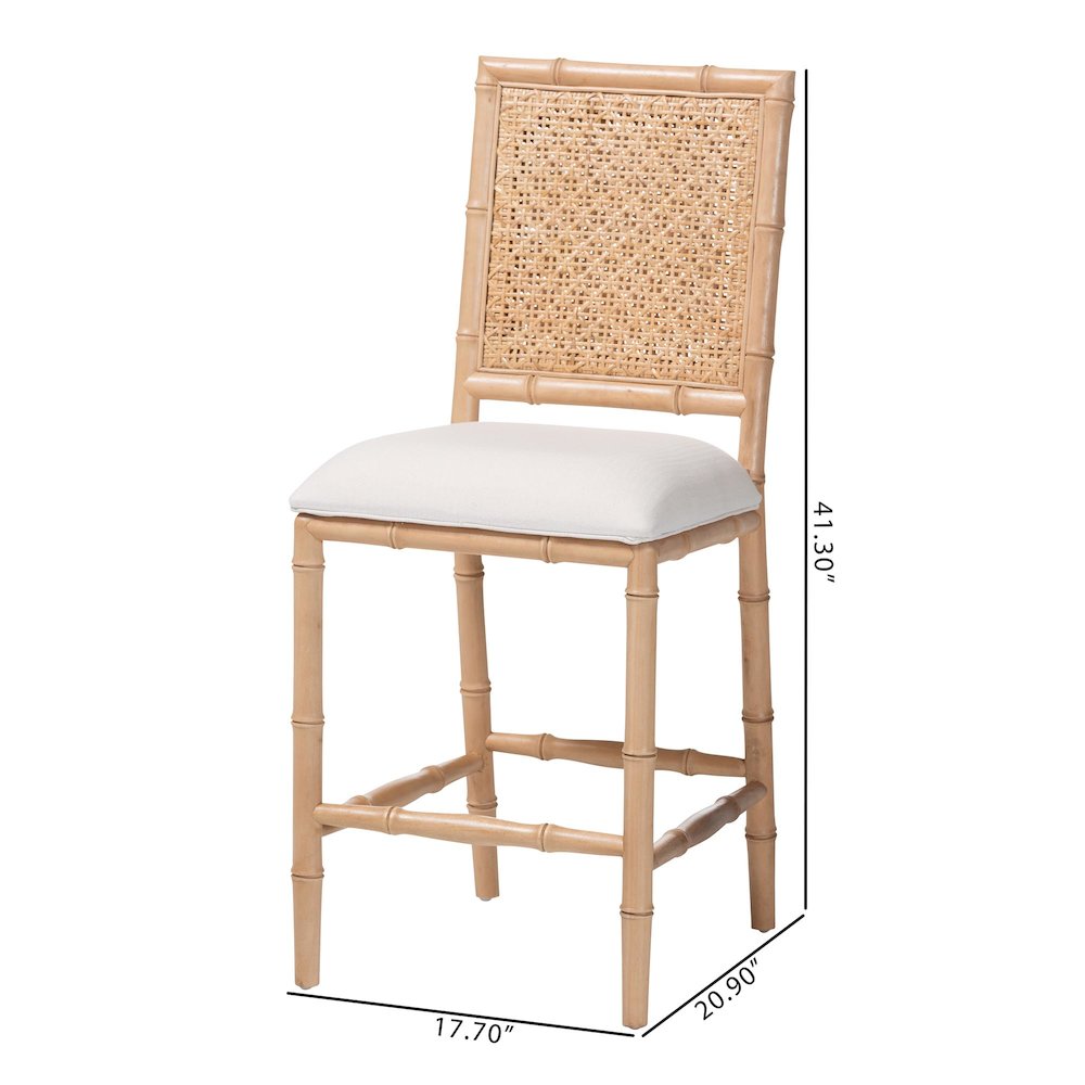Sandy Wood & Rattan Counter Stool. Picture 10