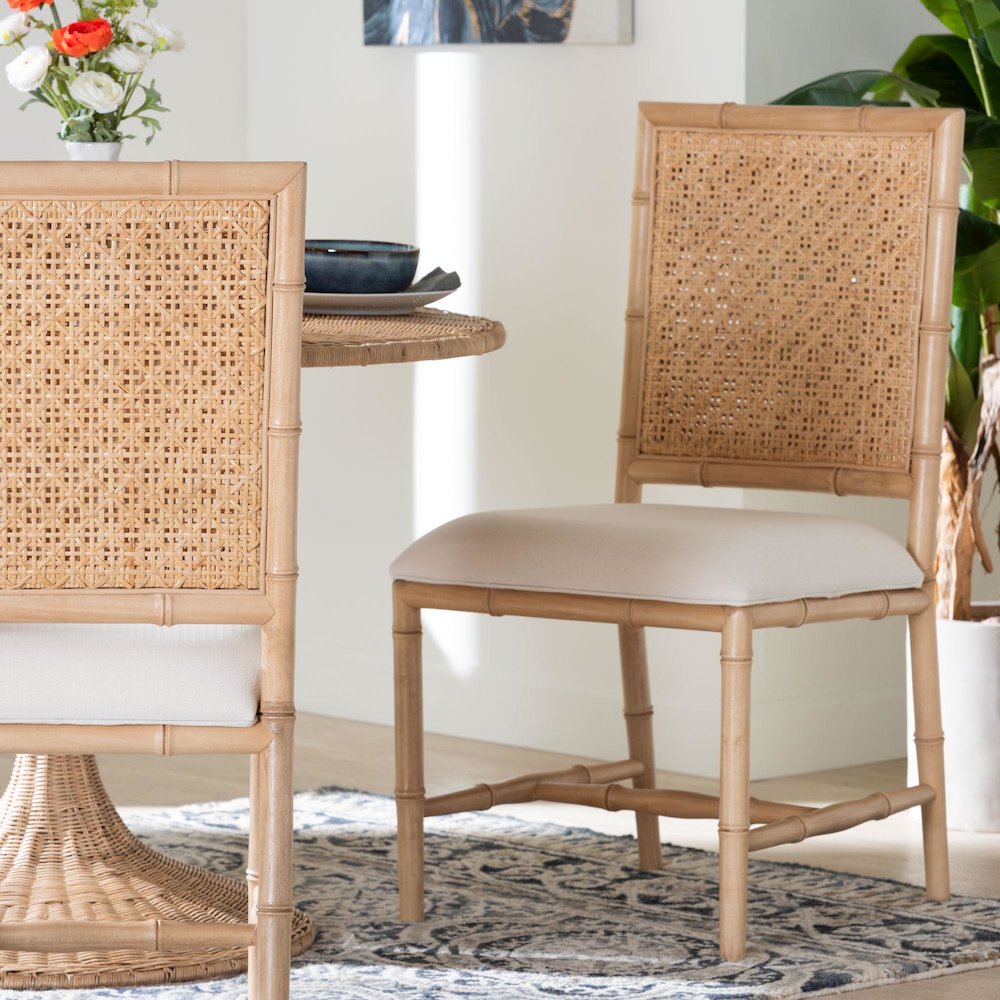 Sandy Wood & Rattan Dining Chair. Picture 3