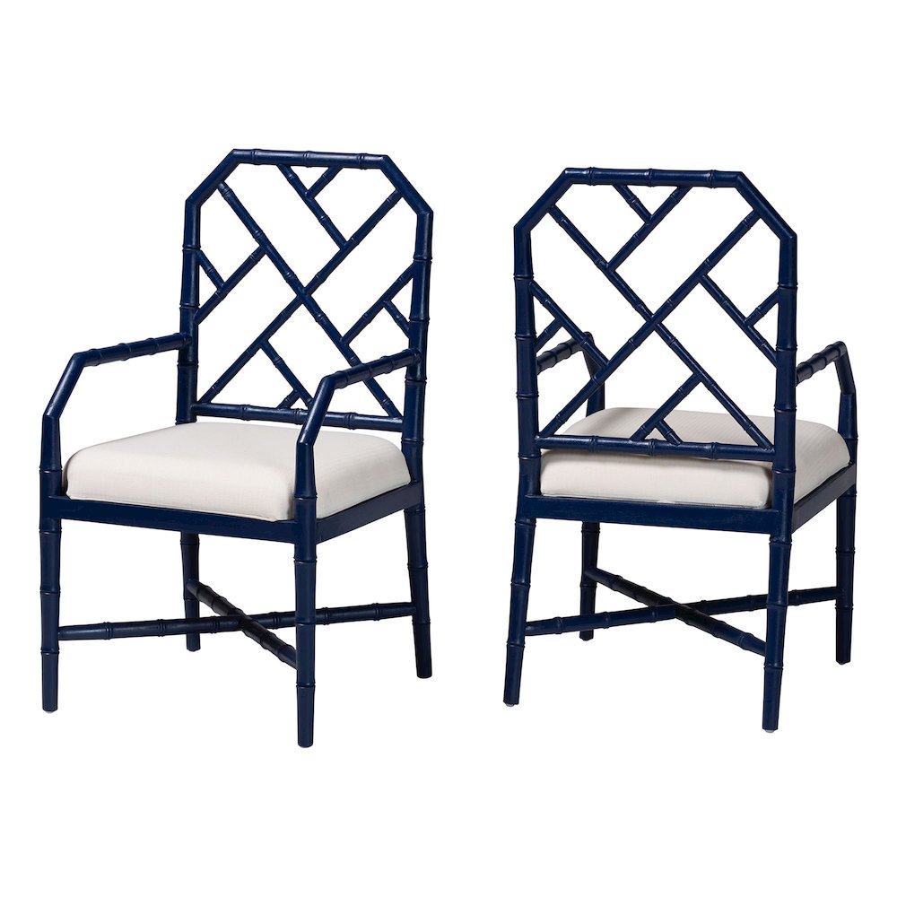 Sergio Wood 2-Piece Dining Chair Set, Navy Blue. Picture 1
