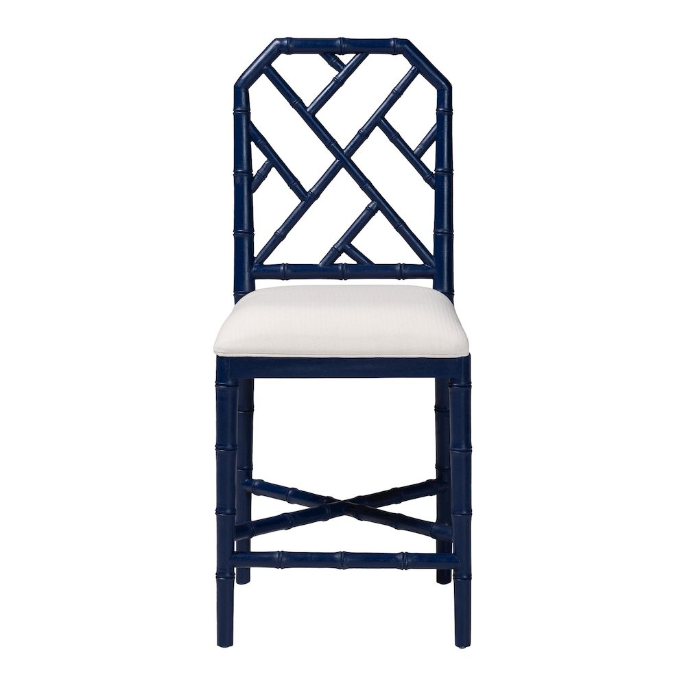 Sergio Wood Counter Stool, Navy Blue. Picture 2