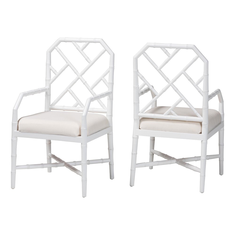 Sergio Wood 2-Piece Dining Chair Set, White. Picture 1