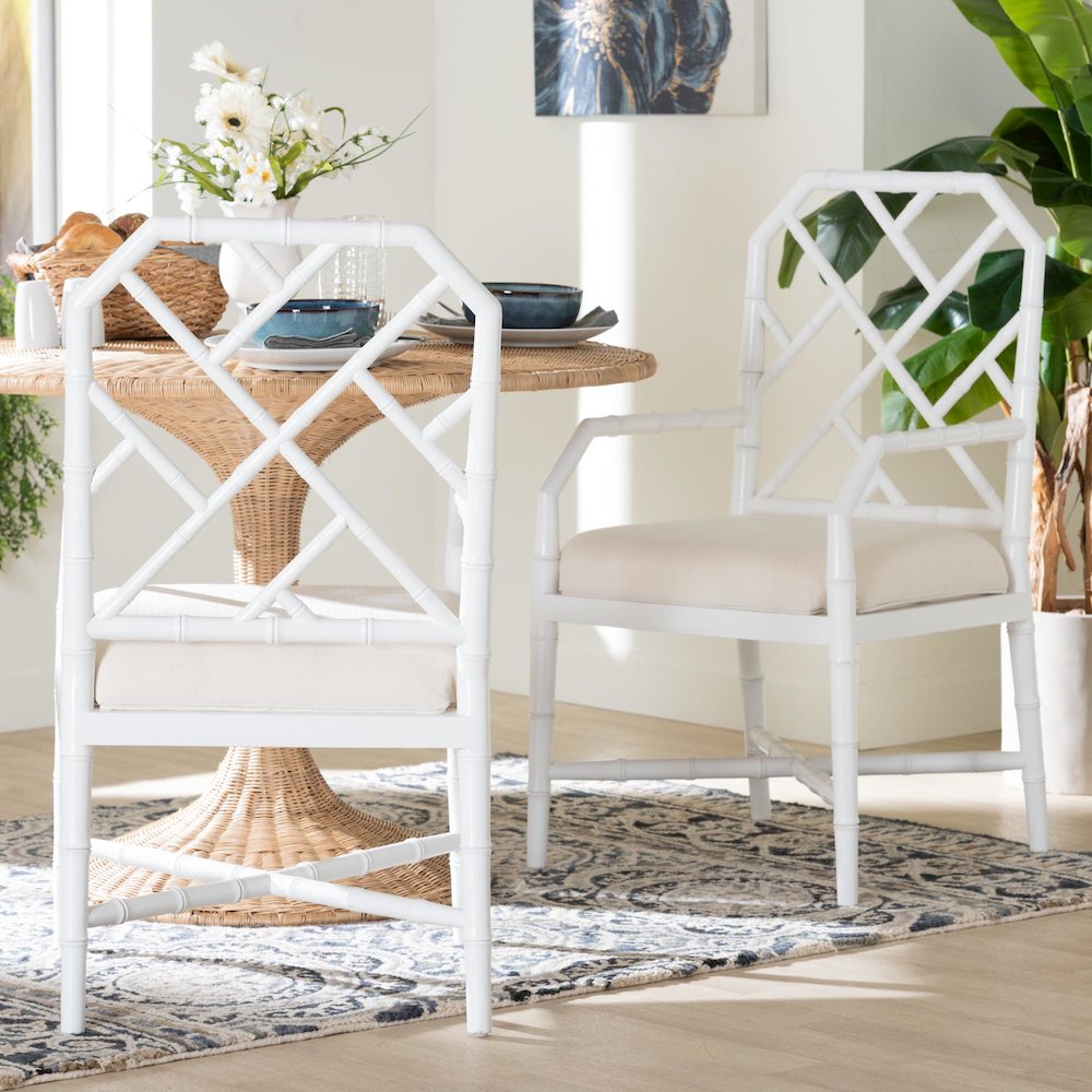 Sergio Wood 2-Piece Dining Chair Set, White. Picture 3