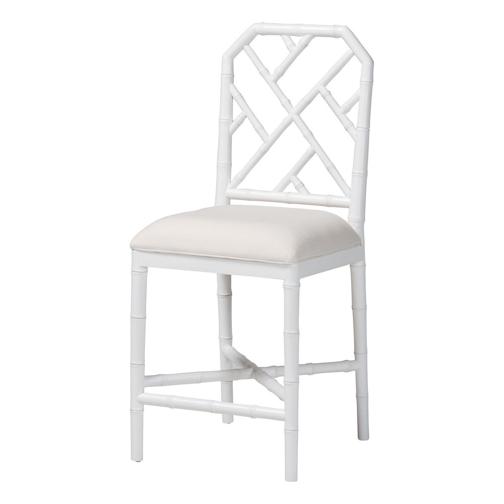Sergio Wood Counter Stool, White. Picture 1
