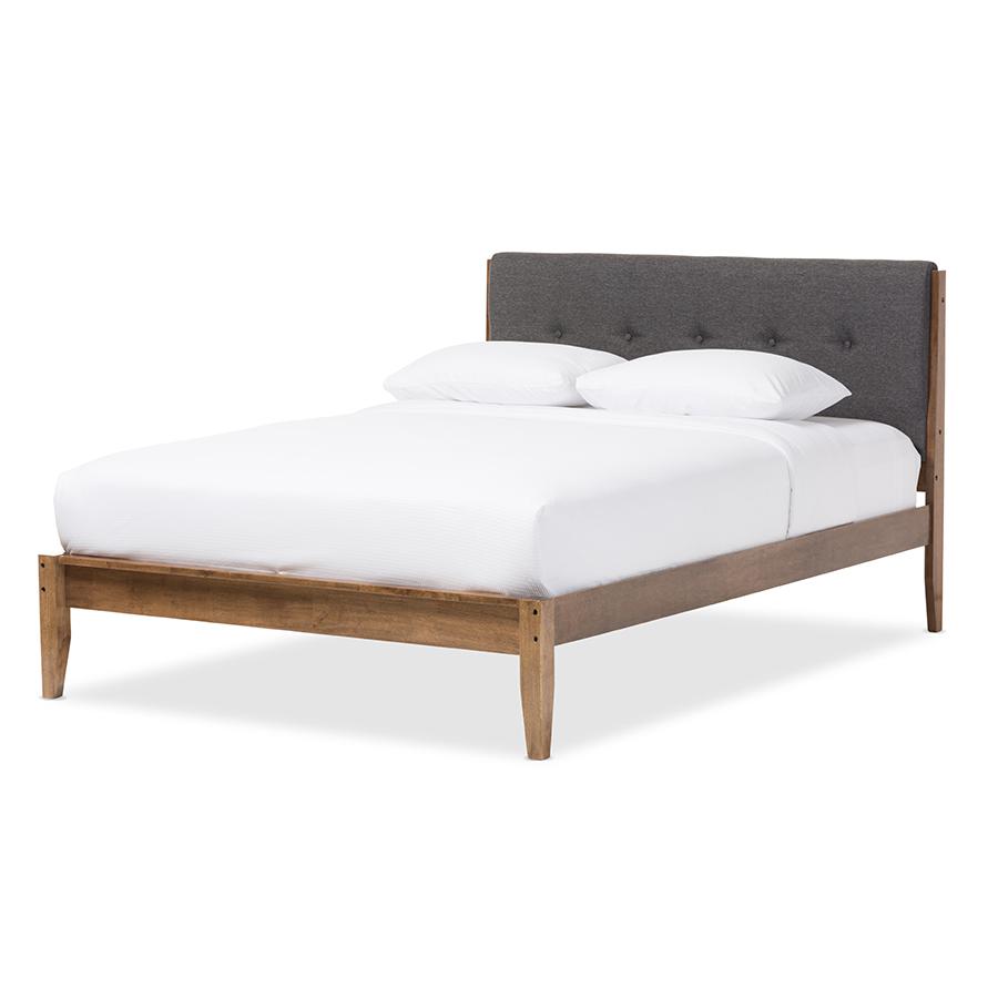 Grey King Size Platform Bed Grey/"Walnut" Brown. Picture 1
