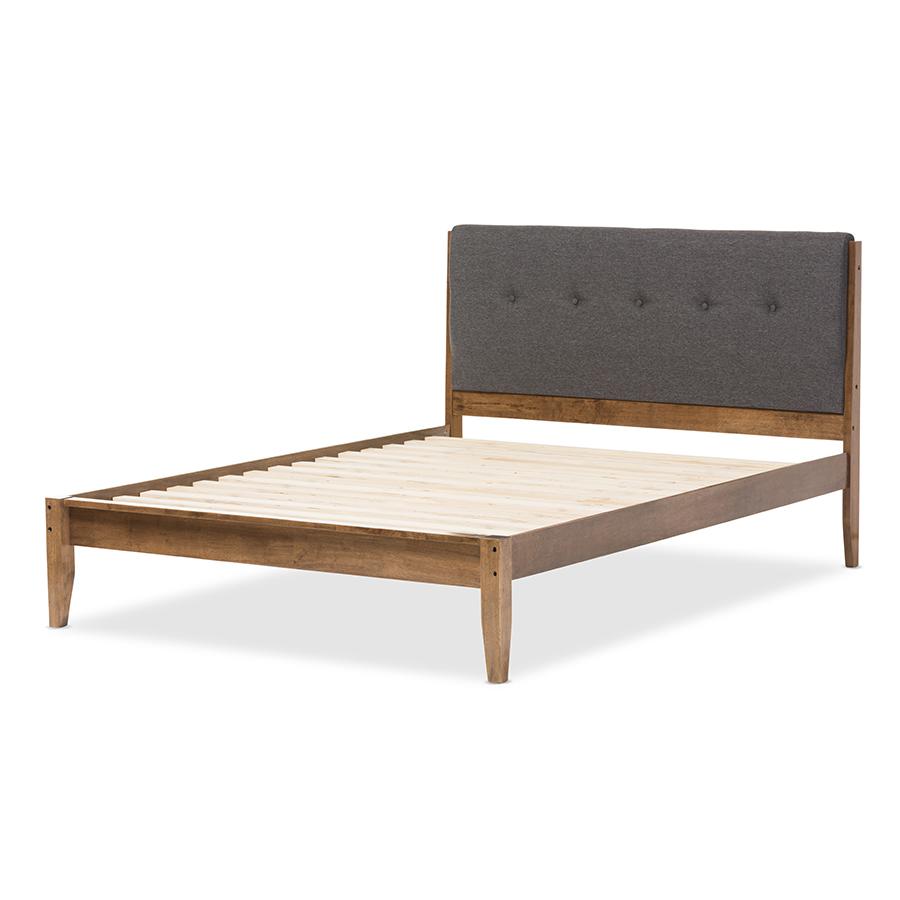 Grey King Size Platform Bed Grey/"Walnut" Brown. Picture 3