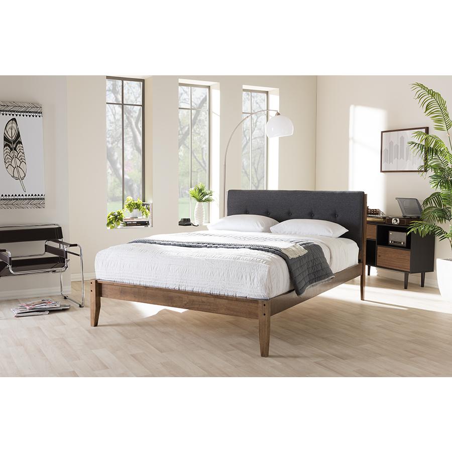 Grey King Size Platform Bed Grey/"Walnut" Brown. Picture 4