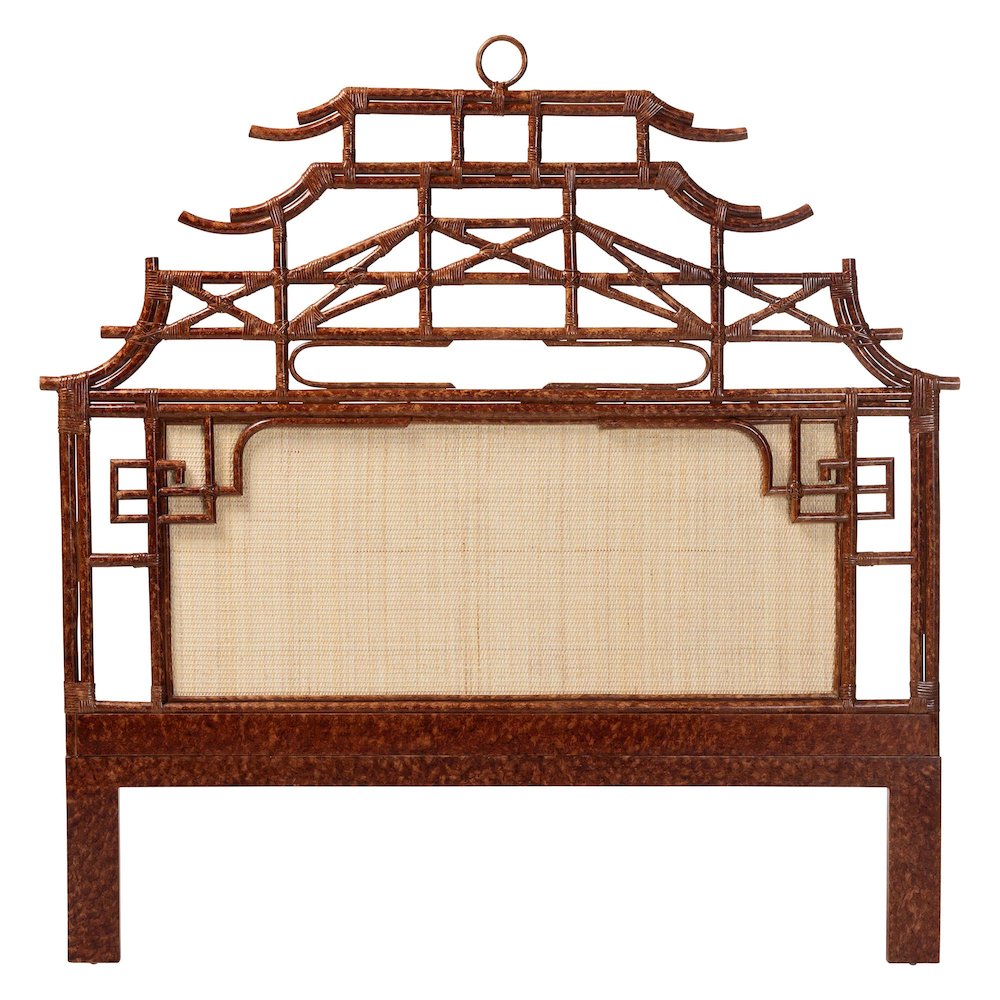 Tamiko Marbled Tortoise Rattan Freestanding Headboard, Queen. Picture 2