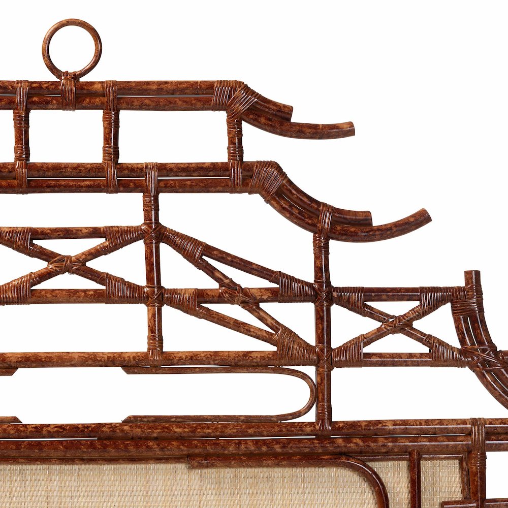 Tamiko Marbled Tortoise Rattan Freestanding Headboard, Queen. Picture 4