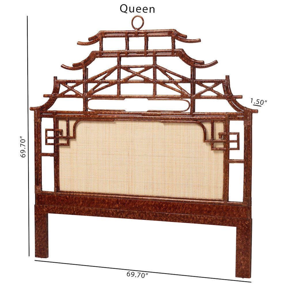 Tamiko Marbled Tortoise Rattan Freestanding Headboard, Queen. Picture 7