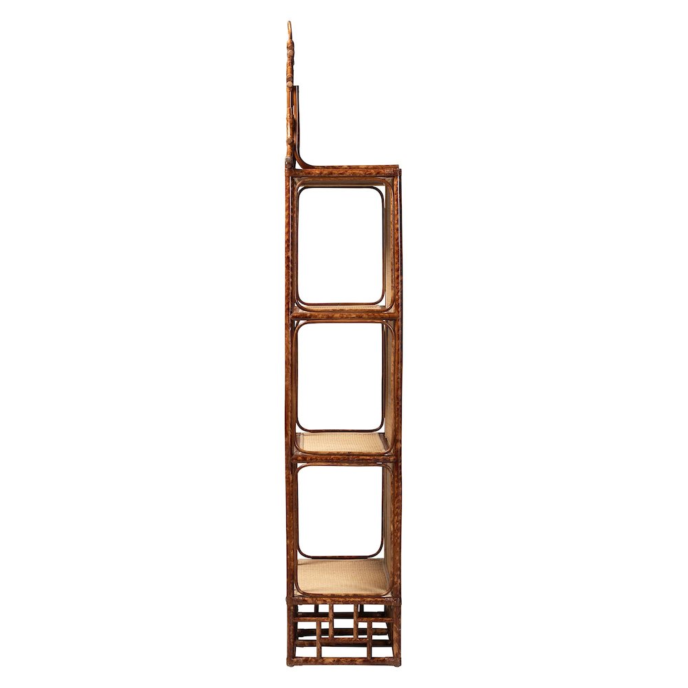 Tamiko Marbled Tortoise Rattan 3-Tier Accent Shelf. Picture 4