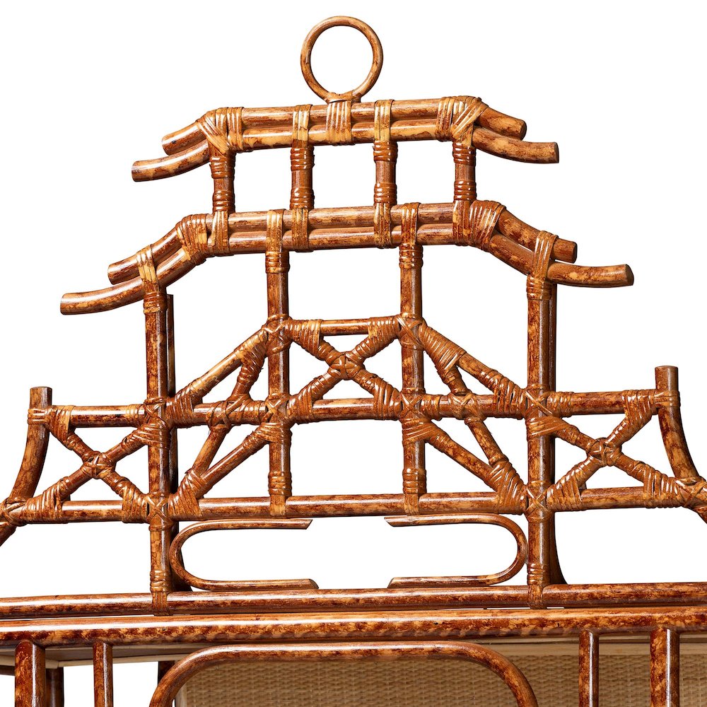 Tamiko Marbled Tortoise Rattan 3-Tier Accent Shelf. Picture 6
