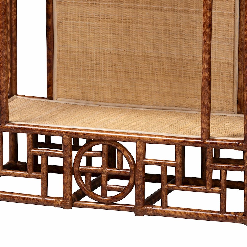 Tamiko Marbled Tortoise Rattan 3-Tier Accent Shelf. Picture 7