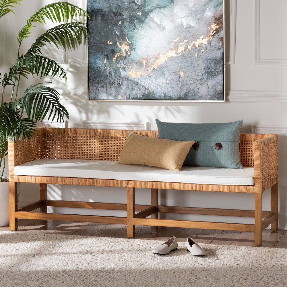 Vivan Natural Rattan Bench, Backrest. Picture 3