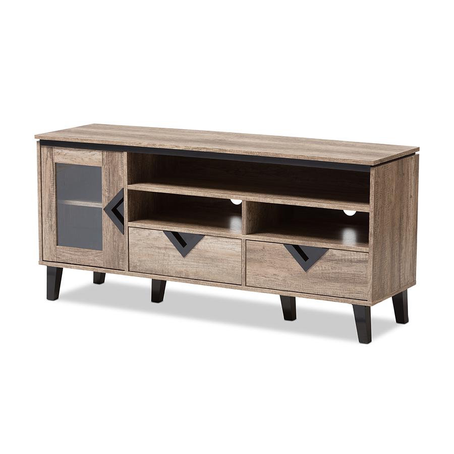 Baxton Studio Cardiff Modern and Contemporary Light Brown Wood 55-Inch TV Stand. Picture 1