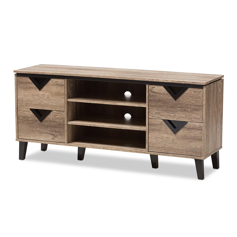 Baxton Studio Beacon Modern and Contemporary Light Brown Wood 55-Inch TV Stand. Picture 1