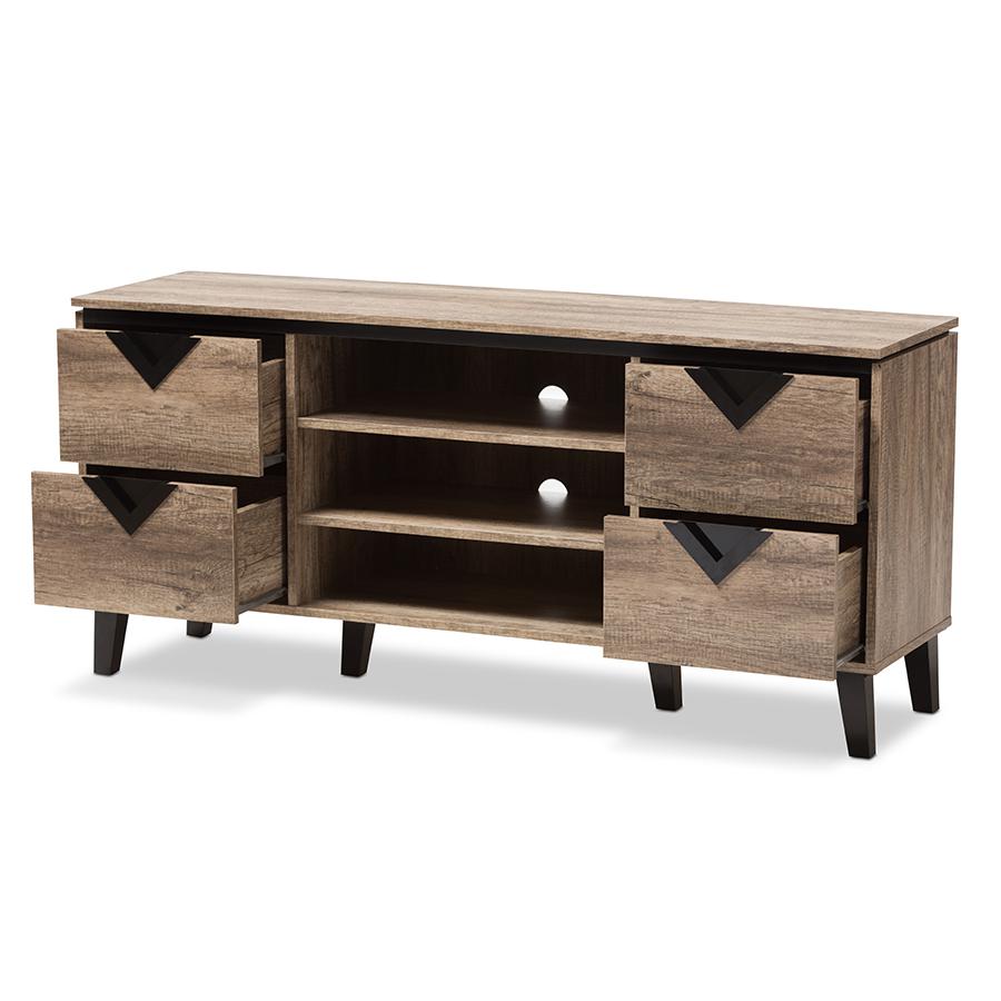 Baxton Studio Beacon Modern and Contemporary Light Brown Wood 55-Inch TV Stand. Picture 2
