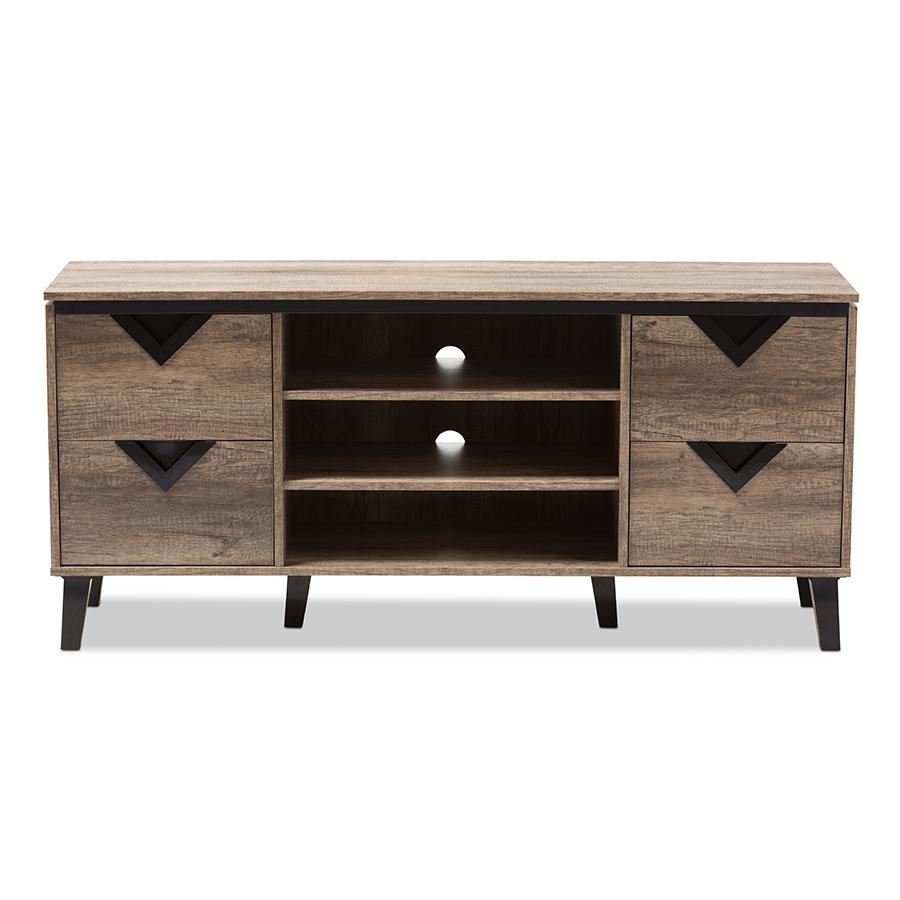 Baxton Studio Beacon Modern and Contemporary Light Brown Wood 55-Inch TV Stand. Picture 3