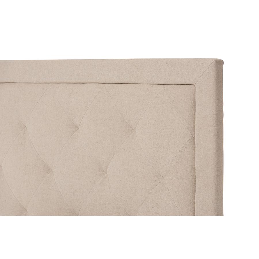 Paris Modern and Contemporary Beige Linen Upholstered Twin Size Tufting Bed. Picture 3