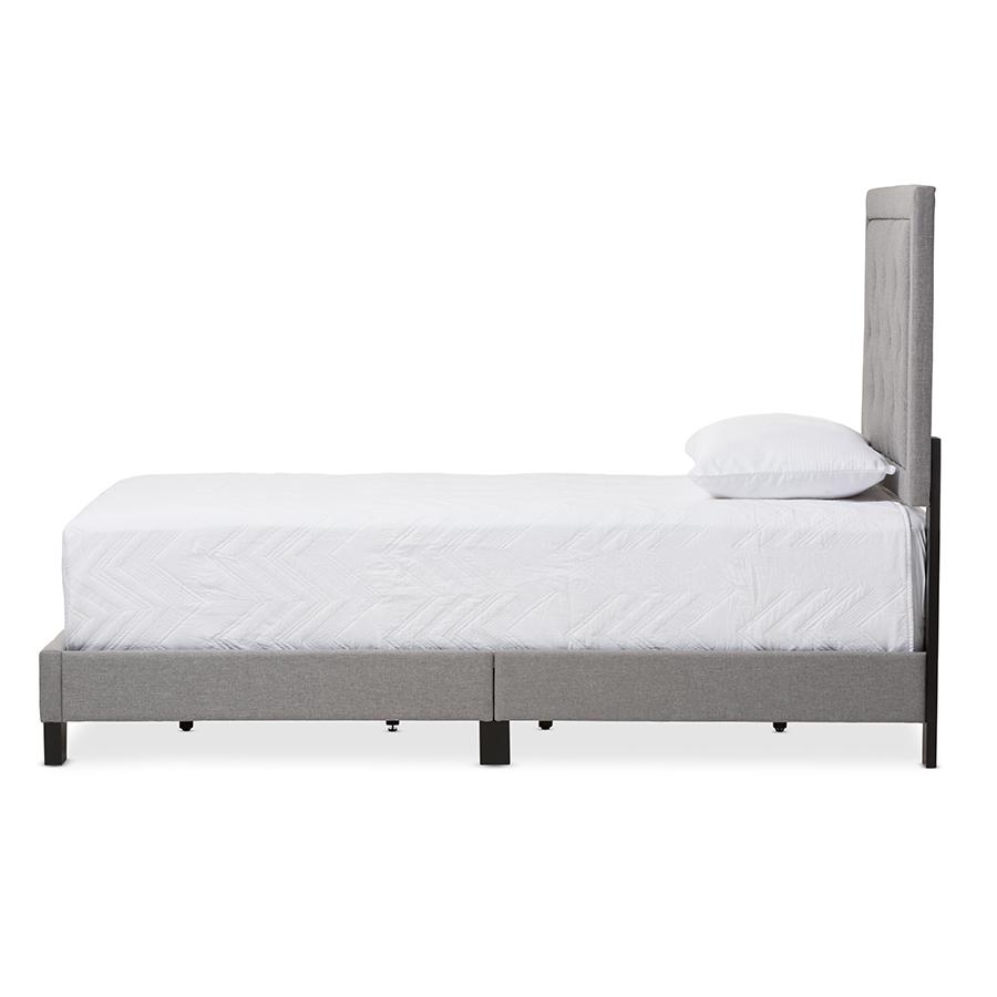 Grey Twin Size Tufting Bed. Picture 2