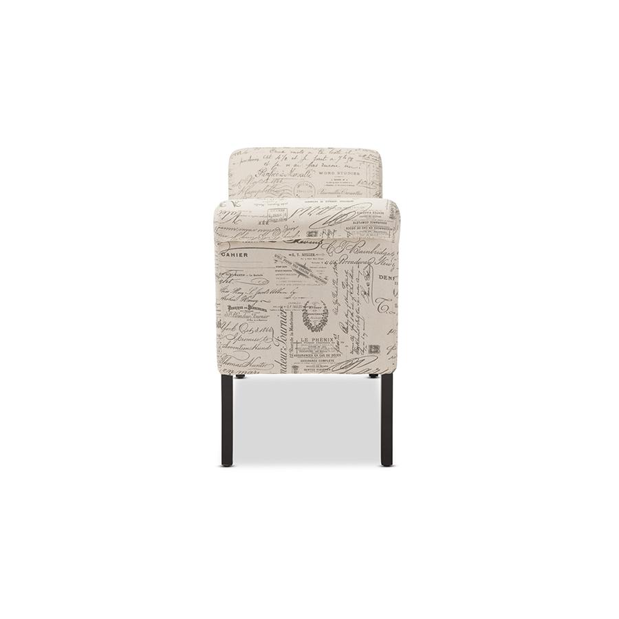 Script-Patterned Laundry Fabric Storage Ottoman Bench. Picture 3