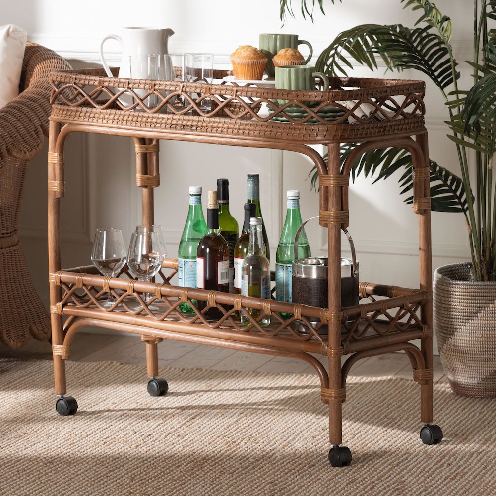 Fumiyo Natural Rattan Kitchen Cart. Picture 3