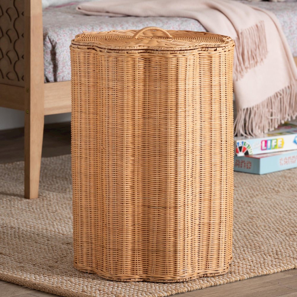 Danilo Natural Rattan Laundry Hamper - Handwoven Wicker Storage Basket for. Picture 5