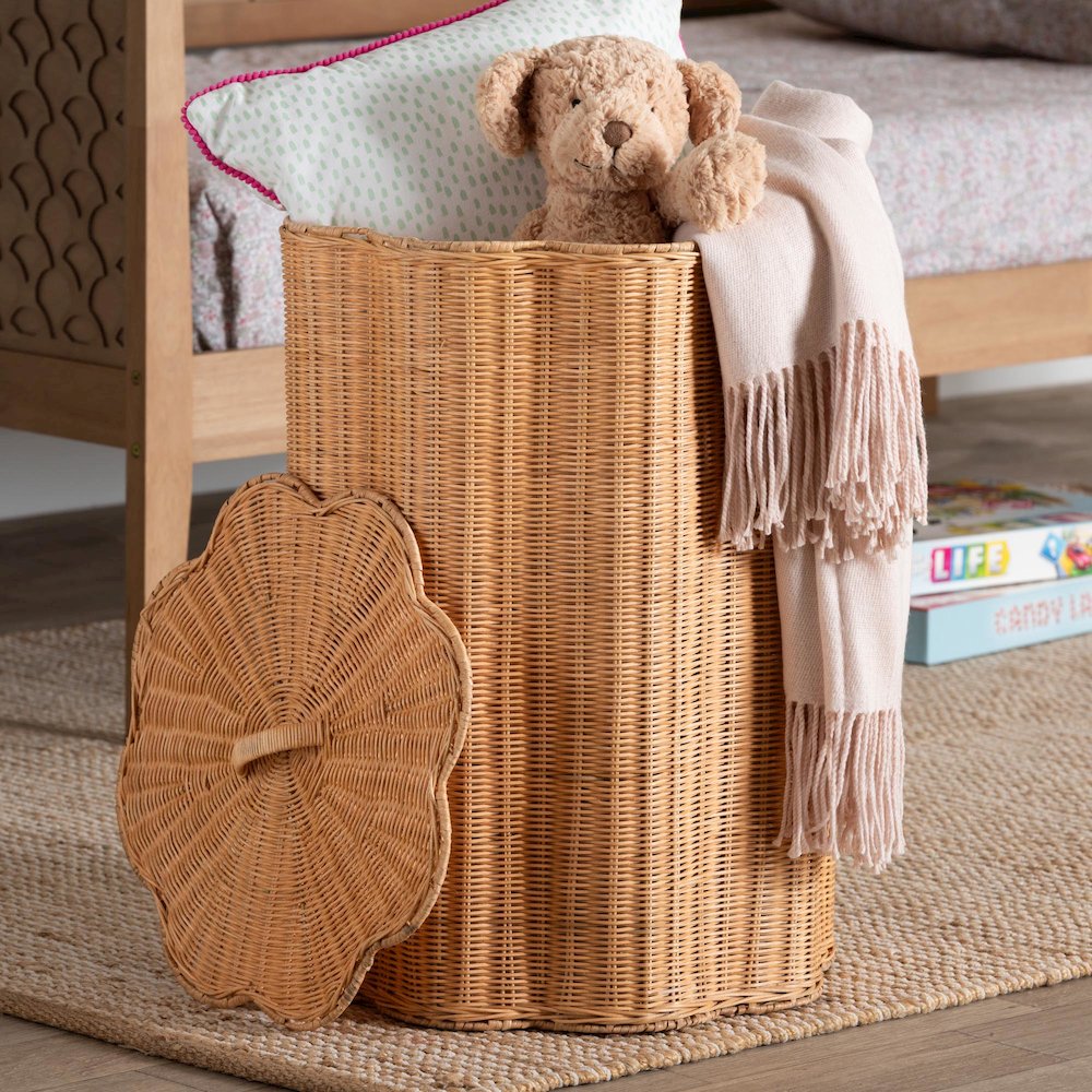 Danilo Natural Rattan Laundry Hamper - Handwoven Wicker Storage Basket for. Picture 6