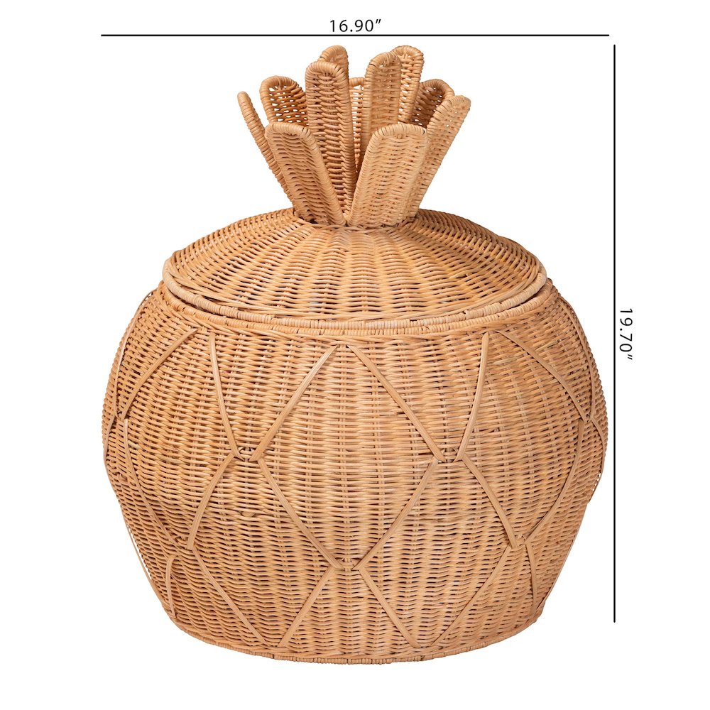 Pelham Natural Rattan Laundry Hamper - Handwoven Wicker Storage Basket, Small. Picture 7