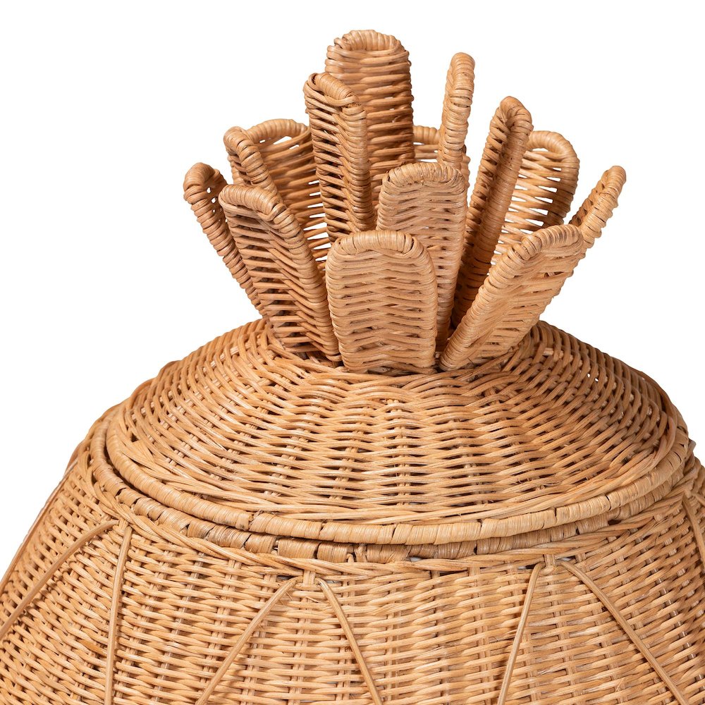 Pelham Natural Rattan Laundry Hamper - Handwoven Wicker Storage Basket, Large. Picture 3
