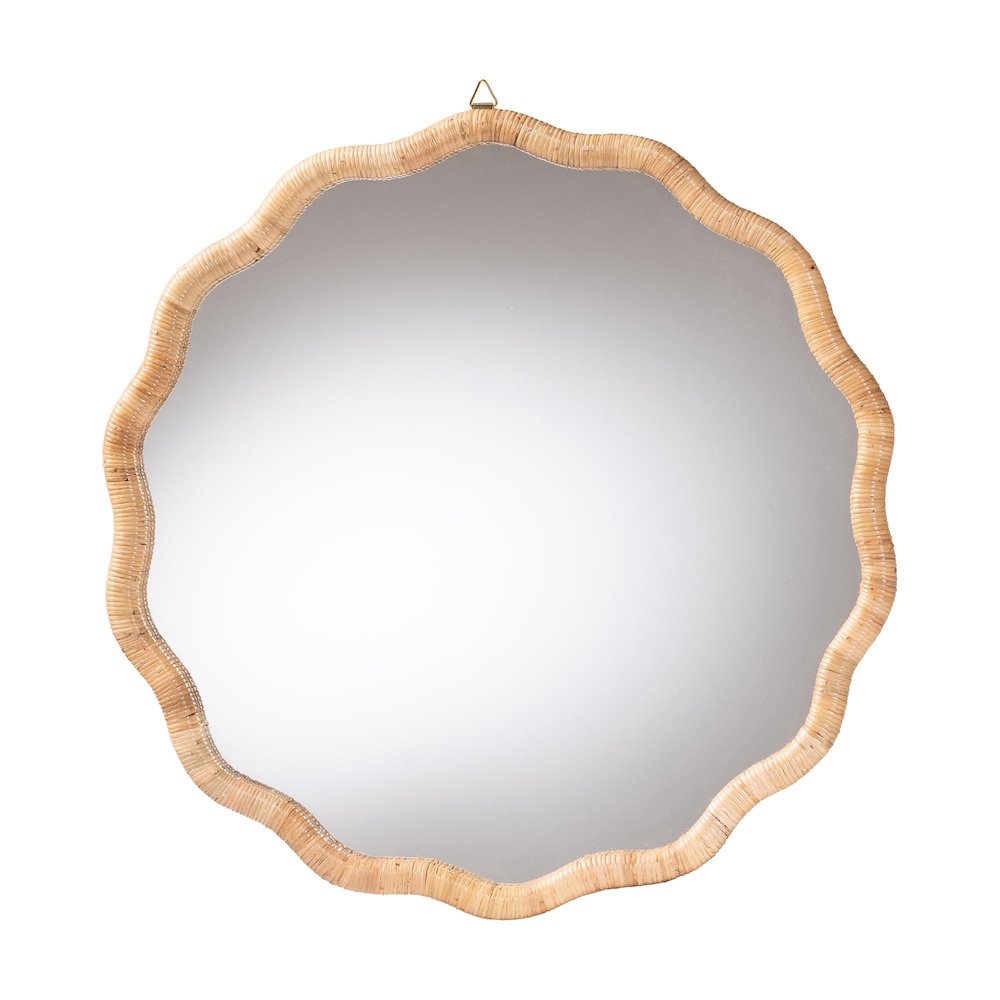 Rasida Natural Rattan Scalloped Wall Mirror. Picture 1
