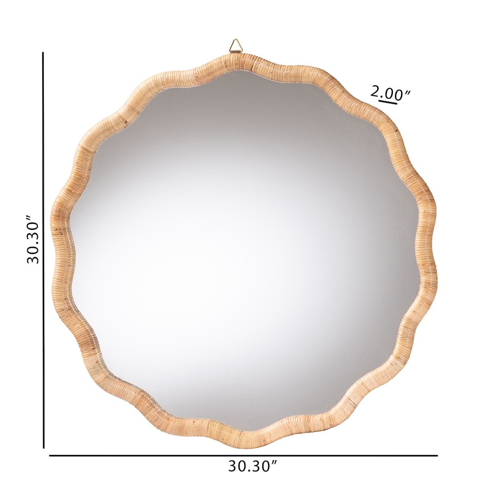 Rasida Natural Rattan Scalloped Wall Mirror. Picture 6