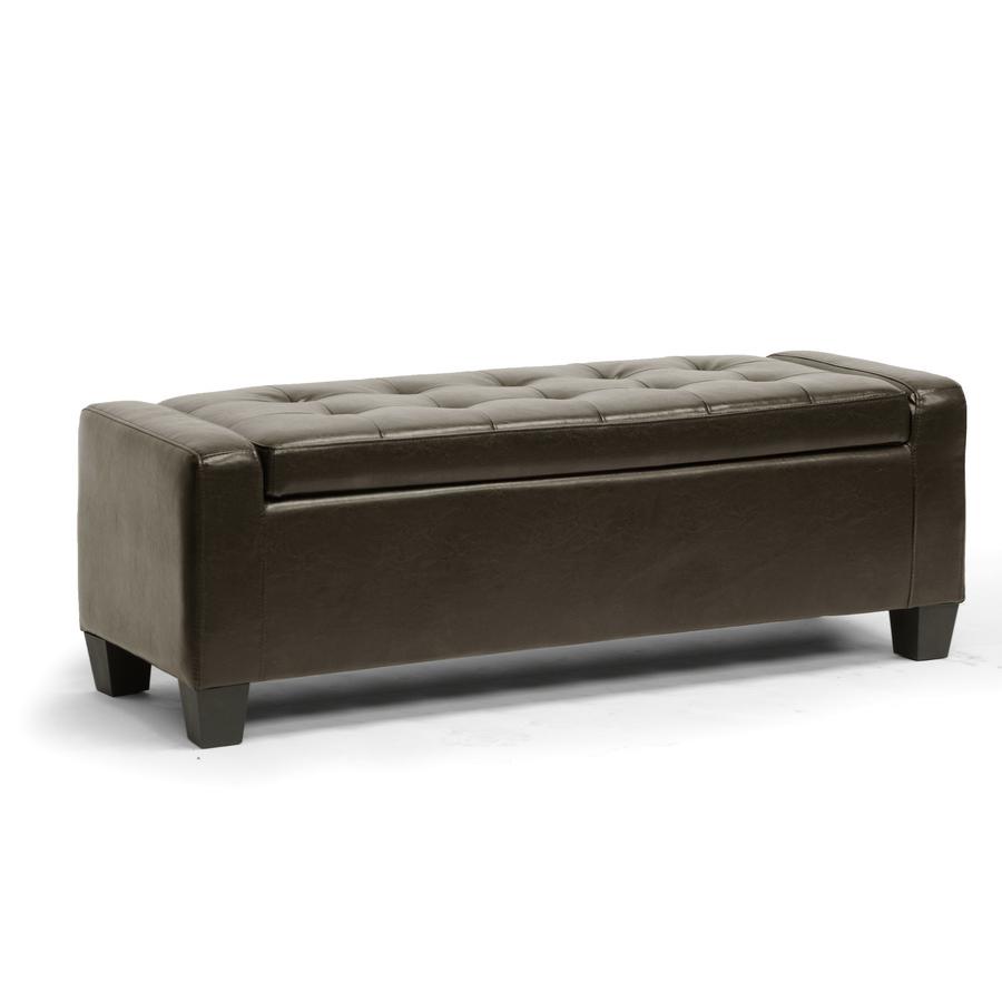 Baxton Studio Manchester Dark Brown Ottoman. Picture 5