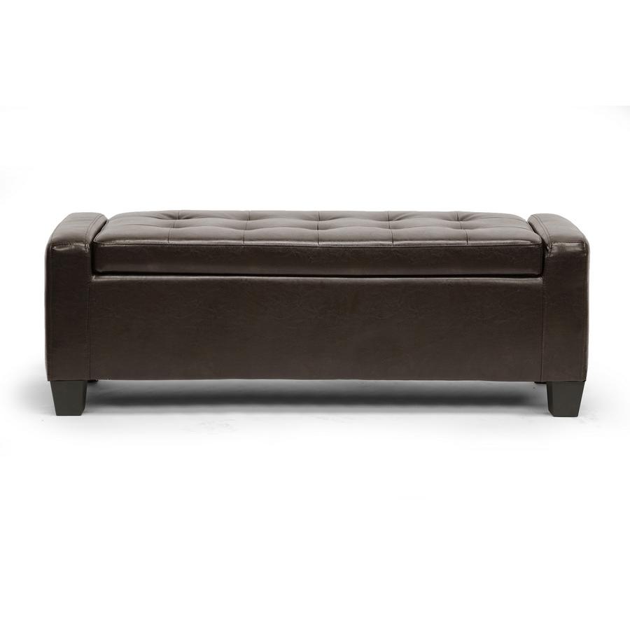 Baxton Studio Manchester Dark Brown Ottoman. Picture 1