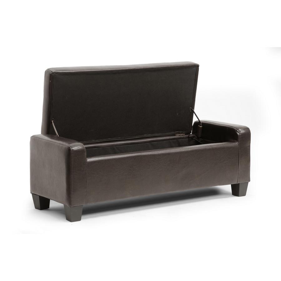 Baxton Studio Manchester Dark Brown Ottoman. Picture 2