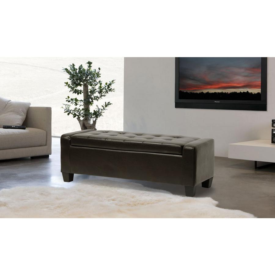 Baxton Studio Manchester Dark Brown Ottoman. Picture 4